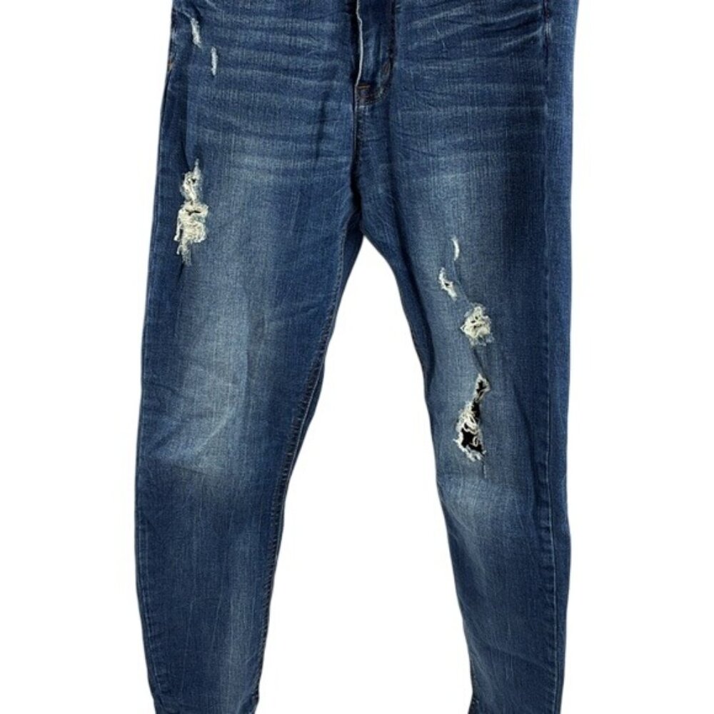 Aeropostale Skinny Jeans Size 6 Distressed Blue High Rise Ripped Cheeky Jegging - Picture 3 of 7